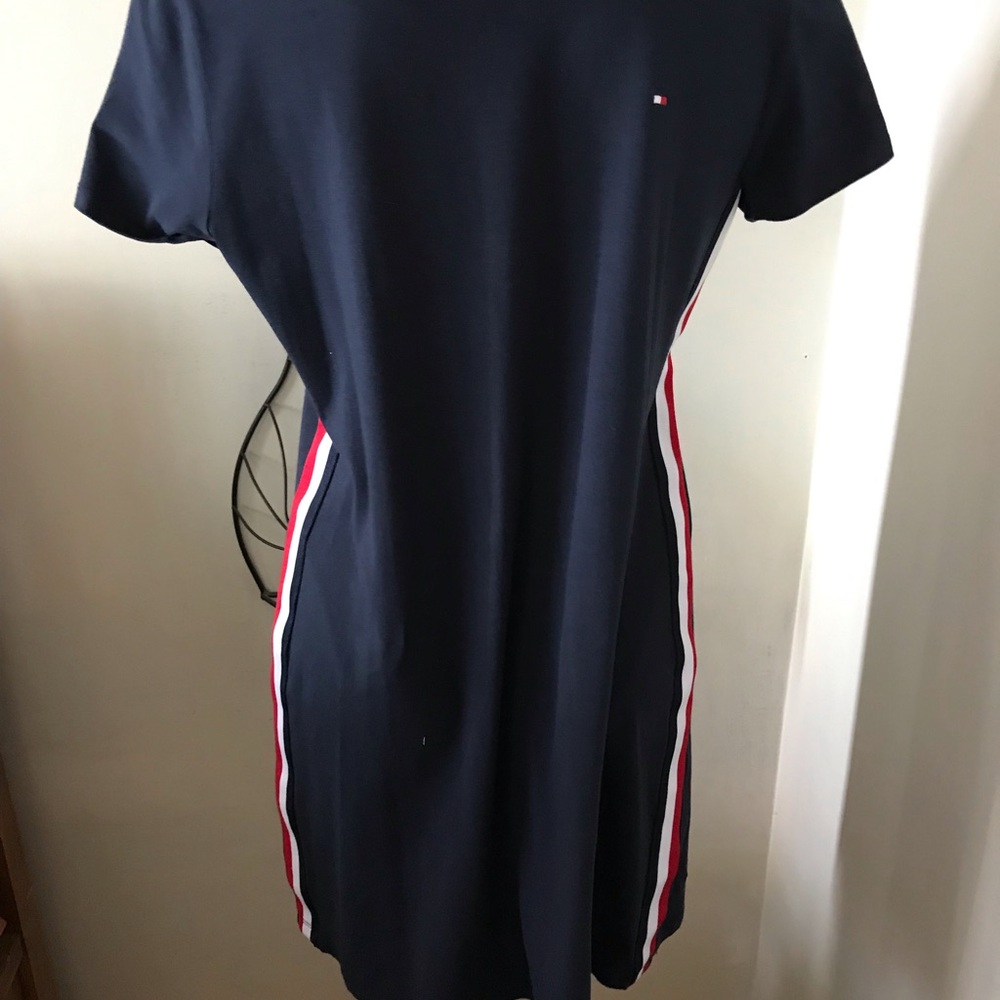 Tommy Hilfiger Navy Short-Sleeve Sheath Dress with Side Stripe